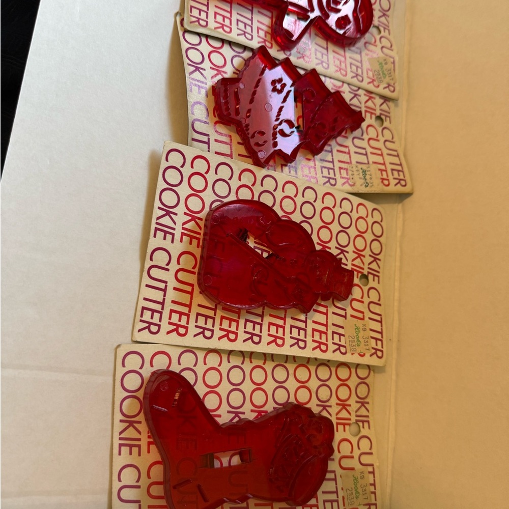 NOS - Vintage Set of 4 Cookie Cutters Plastic Red by Educational Products Set